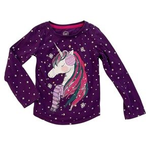 Wonder Nation Holiday Magic Purple Unicorn Long Sleeve Tee